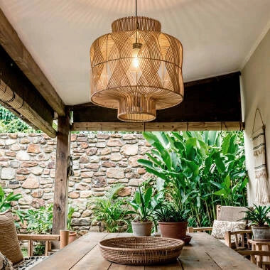 OLIVARO rotan hanglamp detail vlechtwerk