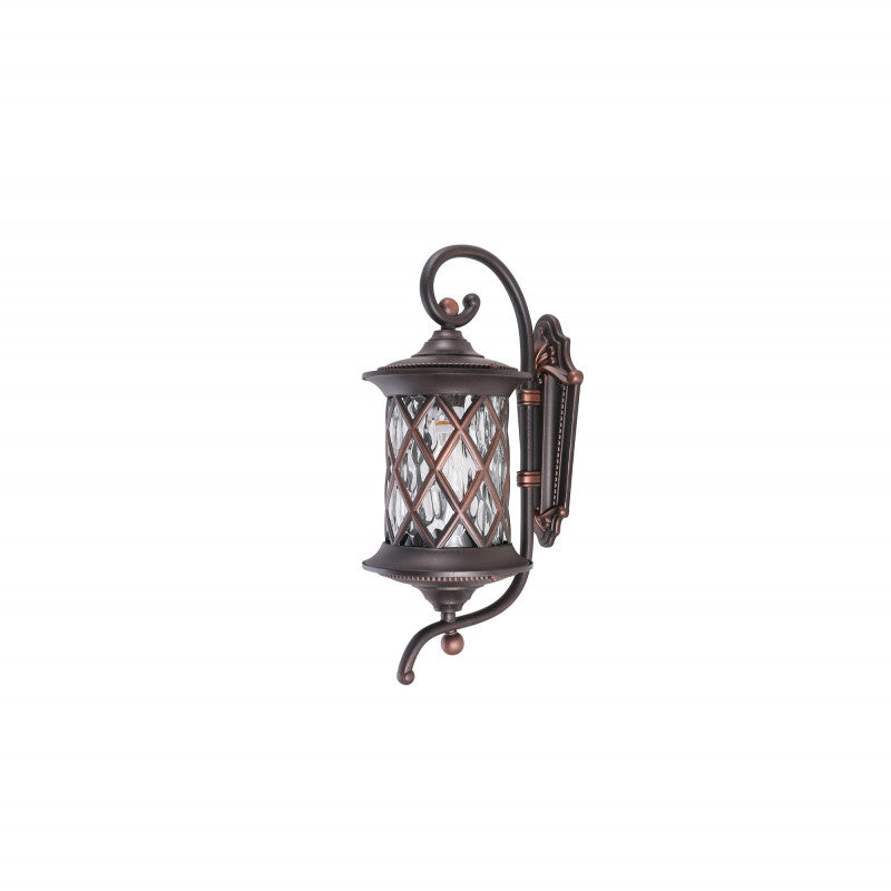 LANTERN buitenwandlamp zwart met koperpatina
