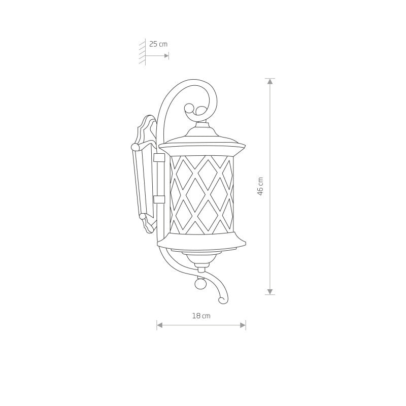 LANTERN buitenwandlamp zwart met koperpatina, afbeelding 2