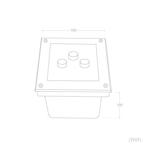 UTORIVO grondspot vierkant maattekening