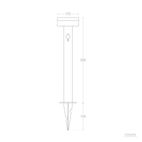 HALVIVO solar tuinpaal maattekening