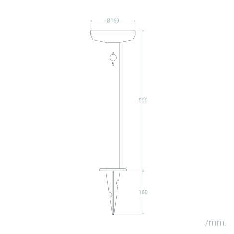 DORMAVO solar tuinpaal maattekening