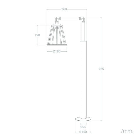 PELTARO staande tuinlamp maattekening